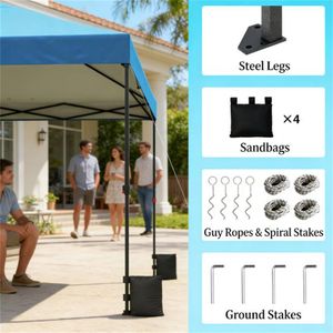 Gazebo Pop-Up Blu Scuro e Tettoia Portatile: Soluzione Pratica per Pergole - Product Image 2