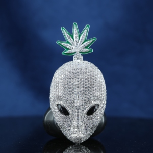 Hip Hop Bling Gold Plated Iced Out VVS Moissanite V for Vendetta Rapper Sterling Silver 925 Custom Mask Pendant - Product Image 1