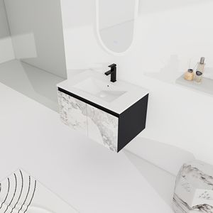 30\" <b>Wall</b> <b>Mounted</b> Floating Bathroom Vanity with Ceramic Sink & Soft-Close <b>Cabinet</b> Door Ready-to-Assemble (KD) Package - Product Image 3