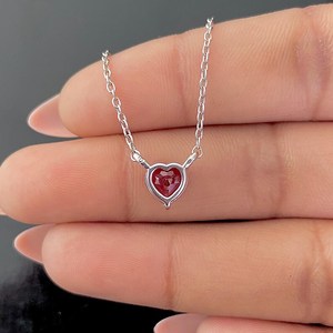 Pendentif en grenat naturel taillé en cœur, argent sterling 925 plaqué or, bijou vintage délicat, cadeau d'anniversaire pour femme - Product Image 4