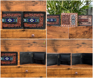 Vente en gros de haute qualité nouveau style de portefeuilles à deux volets en cuir usiné à la main pour hommes porte-cartes en cuir de vache avec blocage RFID - Product Image 3