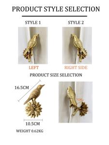 Gancho para Cortina con Acabado Dorado en Forma de Pájaro, Decoración para Cortinas, Ideal para Decoración de Habitaciones de Huéspedes, Estilo Interior, de la India - Product Image 6