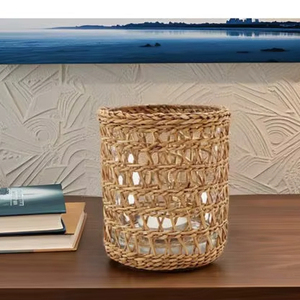 Portavelas Cuadrado de Madera Tejida Natural Hecho a Mano de Alta Calidad, Estilo Costero Tropical - Product Image 3