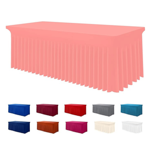 Smiry 6FT Rectangle Waterproof Washable Tablecloth Elastic Spandex Stretch Fitted Cover <b>Skirt</b> for <b>Tables</b> - Product Image 1