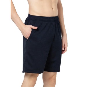Men's Navy Solid Cotton Bermuda Shorts <b>Elastic</b> Waist Mid Rise Casual Breathable Knitted Short Pants - Product Image 4