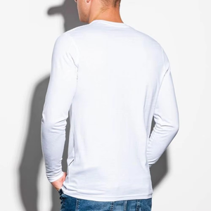 Camiseta de Manga Larga para Hombre, 100% Algodón, Corte Ajustado, Color Sólido, Estilo Vintage Informal, Cuello Redondo, Diseño Liso, Personalizable en la Parte Delantera, Lavada - Product Image 3