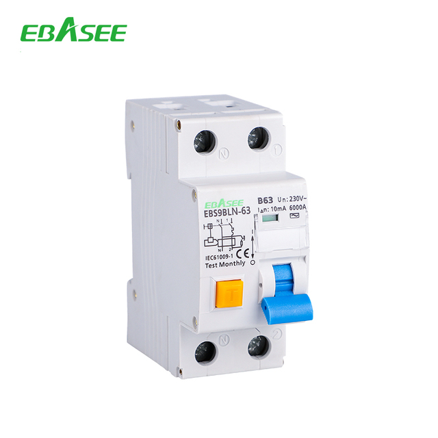 EBASEE a AC S Type 1P+N 16A 25A 32A 63A Residual Current Circuit Breaker with Over Current Protection 30ma RCBO