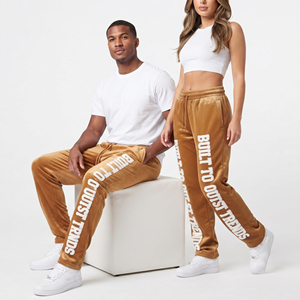 Pantalon de survêtement unisexe en velours chenille brodé, avec cordon de serrage à la taille, en velours brodé 450 g/m², pantalon de pyjama en velours - Product Image 4
