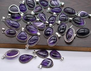 Wholesale Brass 925 Silver Plated <b>Amethyst</b> <b>Pendants</b> with Bezel Setting Mixed Shapes for Party & Festival Occasions - Product Image 4