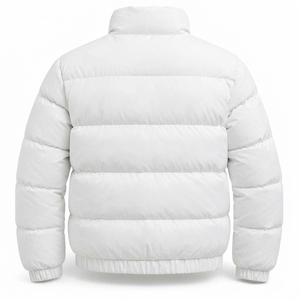 Men's <b>White</b> <b>Puffer</b> <b>Jacket</b> Stand Collar Zip Up Winter Coat Warm Casual Outdoor Streetwear Custom Private Label - Product Image 2