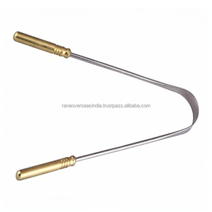 Limpiador de Lengua en Forma de U de Acero Inoxidable con Mango de Metal Dorado, Raspador Bucal Reutilizable para la Limpieza Diaria de la Lengua - Product Image 1