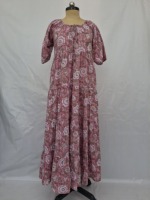 Robe longue en mousseline tissée à imprimé floral pour femme, manches bouffantes, coupe ample, ourlet étagé, écologique, style gothique, décontractée, streetwear, 6XL