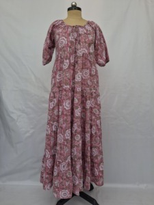 Floral Print Woven Chiffon Maxi <b>Dress</b> Women Puff Sleeve Loose Fit Tiered Hem Eco-Friendly 6XL Spring Casual Sweet Natural - Product Image 5