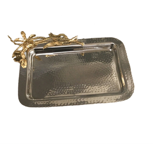 Marteau personnalisé argenté décoratif en métal aluminium plateau moderne en laiton poignée de lys pour la décoration intérieure Festivals Noël Pâques - Product Image 1