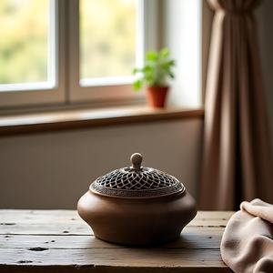 Handmade Walnut Wood Incense <b>Burner</b>: Chinese Style Aromatherapy Plate - Product Image 1