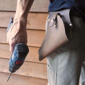 Étui pour perceuse en cuir véritable fait main, support portable pour perceuse, pochette à outils pour charpentier et électricien, durable, vente en gros - Product Image 1