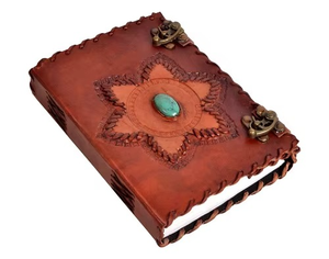Handmade New Genuine Antique Single Stone Leather Journal with Star Shape Saddle <b>Stitching</b> Spiral Binding Custom Color <b>Gift</b> - Product Image 5