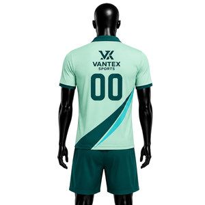 Uniforme de Fútbol Personalizado, Conjunto de Camiseta Polo y Pantalones Cortos, Transpirable, de Poliéster de Secado Rápido, con Rayas Diagonales, Ajuste Universal, para Entrenamiento de Equipos, China - Product Image 3