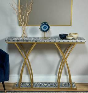 Luxury Wooden Bone Inlay <b>Console</b> <b>Table</b> With Decorative Drawers For Elegant Entryway And Interior Styling - Product Image 1