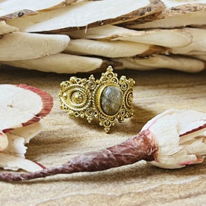 Latest Design <b>Labradorite</b> Tribal <b>Ring</b> Vintage Style Gold Plated Brass <b>Ring</b> Ethnic Statement Ornate Wholesale <b>Ring</b> For Women - Product Image 3