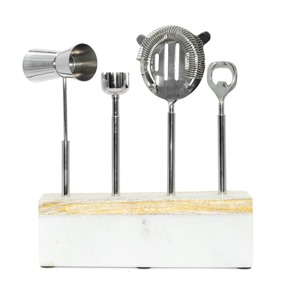 Premium Wooden Base <b>Bar</b> <b>Tool</b> Set With Stainless Steel <b>Tools</b> For Hotels Clubs Home <b>Bars</b> And Corporate Events Parties Use - Product Image 1