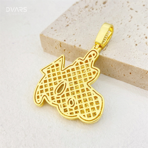 Pendentif religieux Bling en argent 925 avec moissanite VVS, serti de pierres, bicolore, symbole islamique du nom d'Allah en arabe pour musulmans - Product Image 4