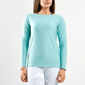 Custom Logo Women Seamless Activewear <b>Long</b> Sleeve Shirt Comfortable Polyester/Cotton Material Outdoor Athletic Sportswear Shirt - Product Image 5