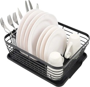 Escurridor de platos metálico con asas, estante de almacenamiento impermeable de un solo nivel para tazones y tazas, organizador de platos metálico para cocina - Product Image 2