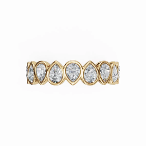 Bague d'éternité minimaliste sertie de diamants, bague de mariage en diamant de laboratoire en forme de poire, bague empilable délicate, bague d'anniversaire en or 14 carats - Product Image 2