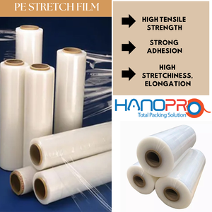 Envoltura de película plástica elástica LLDPE de fábrica vietnamita para uso manual y de máquina - Product Image 1