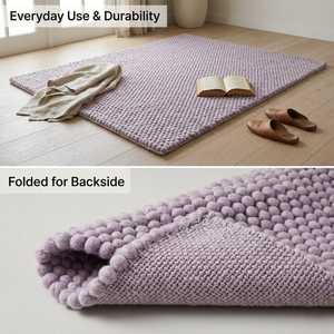 Alfombra de Lana 100% Hecha a Mano con Trenzado en Bucle |   Alfombra Tejida a Mano de Estilo Escandinavo, Gruesa y Texturizada, Ecológica y Apta para Mascotas - Product Image 5
