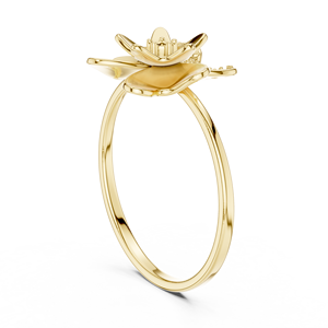 Anillos de oro macizo de 14k para mujer con diamantes de corte redondo minimalista en forma de flor, para regalo, compromiso, aniversario, boda - Product Image 3