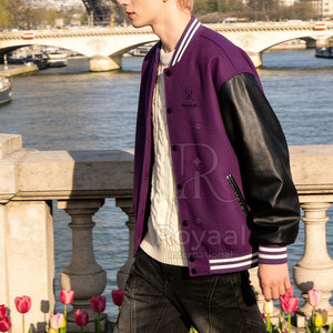 Chaqueta de Invierno para Hombre, Diseño Personalizado, Color Sólido, Mangas de Cuero, Estilo Único, Chaqueta Letterman - Product Image 4