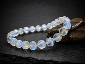 Bracelet extensible en pierre de lune arc-en-ciel naturelle de 6 mm avec éclat bleu, perles de pierres précieuses, bijoux faits à la main, fournisseur en gros - Product Image 5