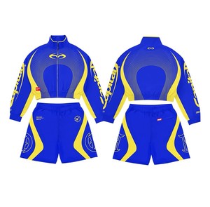 Custom Chenille Embroidery Windbreaker Sweat Suit Streetwear Reflective Short Set <b>Zip</b> <b>up</b> <b>Jacket</b> Shorts Nylon Tracksuit for Men - Product Image 4