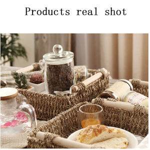 Panier tressé vietnamien de haute qualité 2026 avec poignée en bois, fait main, en paille, boîte de rangement de bureau, décoration de cuisine, organisateur de salle de bain - Product Image 2