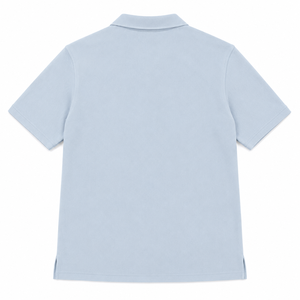 Men's Light Blue <b>Half</b> Sleeve 100% Cotton Pique for <b>Shirt</b> Solid Color Formal <b>Button</b> Down Regular Fit Knitted Fabric Quick Dry - Product Image 2