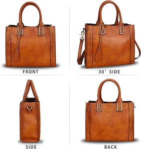 Sac fourre-tout en cuir de vachette véritable personnalisé OEM pour femmes, sac à main élégant et tendance, sac à bandoulière, vente en gros - Product Image 5