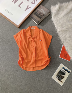 Blusa Corta de Crepé de Algodón para Mujer SUBICI L352859, Camisa sin Mangas con Botones y Cordón Lateral, Top Informal - Product Image 3