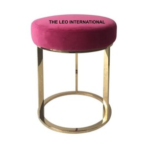 Glossy Finished Ottoman <b>Stool</b> Stainless Steel Foam and Fabric Material Home Hotel Restaurant Use Ottoman <b>Stool</b> - Product Image 3