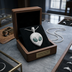 SHRAMAN DIAMOND Joyería de Moda Unisex de Buena Calidad, Regalo, Plata 925 Bañada en Oro Blanco, Colgante con Cabeza de Alienígena Helado, Diamante Cultivado en Laboratorio - Product Image 6