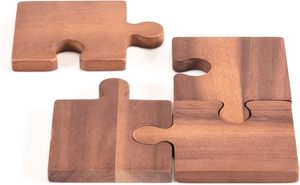 Creative Puzzle Wood Coaster Set of 4 Interlocking Wooden Drink Coasters for Table Walnut Acacia Hot Pad <b>Trivet</b> Mat Home Decor - Product Image 4