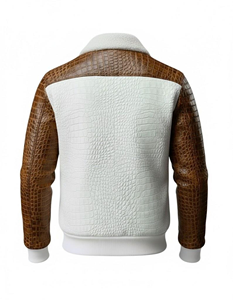 Blousons en cuir premium pour hommes, en cuir véritable embossé crocodile, style tendance, veste d'hiver, design personnalisé, fabrication OEM - Product Image 6