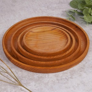 Assiette de service en bois poli fait main, style classique, en teck, assiette à dîner, plat en bois naturel, assiette à fruits et desserts, écologique - Product Image 2