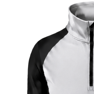 Women Quarter Zip Athletic <b>Top</b> Silver Black Long Sleeve Fitted Sports Training High Collar <b>Thumbhole</b> Performance Activewear - Product Image 3
