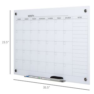 Lavagna Magnetica in Vetro 35"x23" Senza Cornice con Pennarelli e Gomma per Casa e Ufficio, Calendario Mensile - Product Image 3