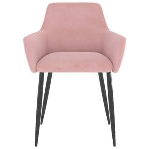 Juego de 2 Sillas de Comedor Medianas de Terciopelo Rosa y Metal - Product Image 3