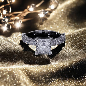 แหวนเพชร CVD ประดับห้องแล็บทองคำ14K พร้อมศูนย์ตัดเจ้าหญิง3กะรัตและเพชรด้านข้างสำหรับเจ้าหญิง - Product Image 1