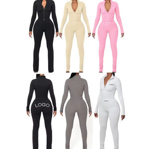 Ensemble de sport 2 pièces pour femme, extensible, sans couture, à manches longues, avec sweat à capuche, en Spandex/Nylon, vente en gros - Product Image 5