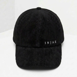 Casquette de baseball OEM personnalisée à 6 panneaux en velours côtelé, broderie plate, non structurée, visière pré-courbée, faible MOQ, fournisseur ODM - Product Image 2